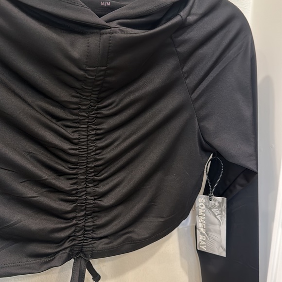 Sommer Ray cropped hoodie • size: M • ruched front with tie - Picture 2 of 3